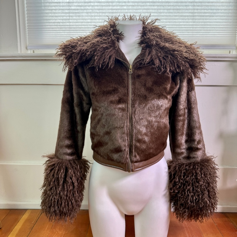 NEW SILENCE + NOISE URBAN BARN NWT Brown Faux Fur “Pony” Jacket